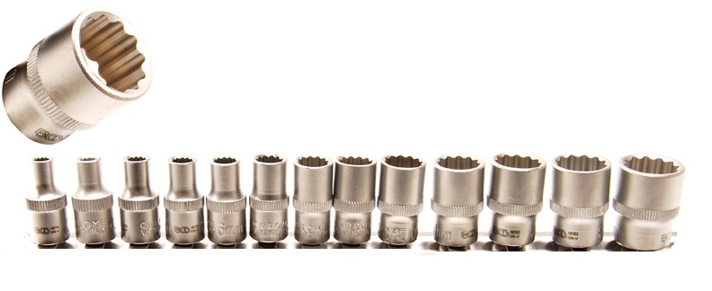 Steckschlüssel-Einsätze (1/4), 12-kant, 4-14 mm, 13-tlg.
