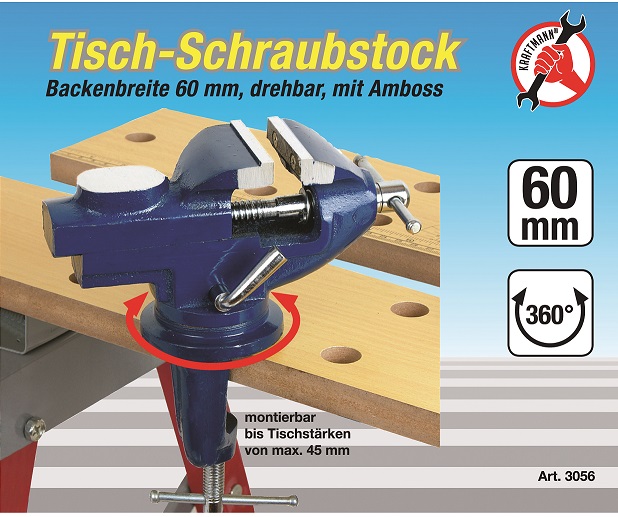 Schraubstock, mit Amboß, Backenbreite 60 mm, (Art. 3056)
